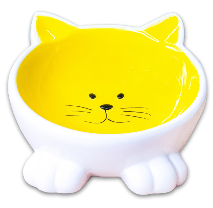 Миска для кошек Mr.Kranch керамическая Мордочка кошки на ножках 100 мл. (Розовая)