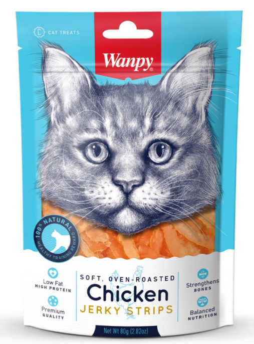 Лакомство для кошек Wanpy Cat Мягкая вяленая соломка из курицы (80 гр)