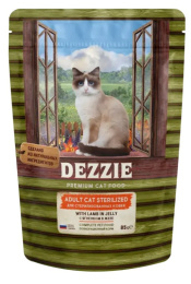 Влажный корм для кошек DEZZIE Sterilized Adult Cat в желе (ягненок)