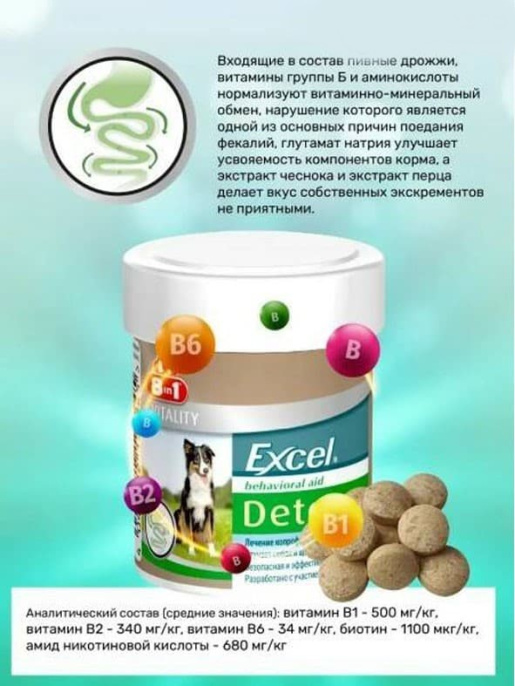 Добавка против поедания фекалий 8in1 Excel Deter Coprophagia (100 таб.)