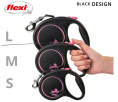Поводок-рулетка Flexi BLACK DESIGN лента, розовый (S, 15кг/5м)