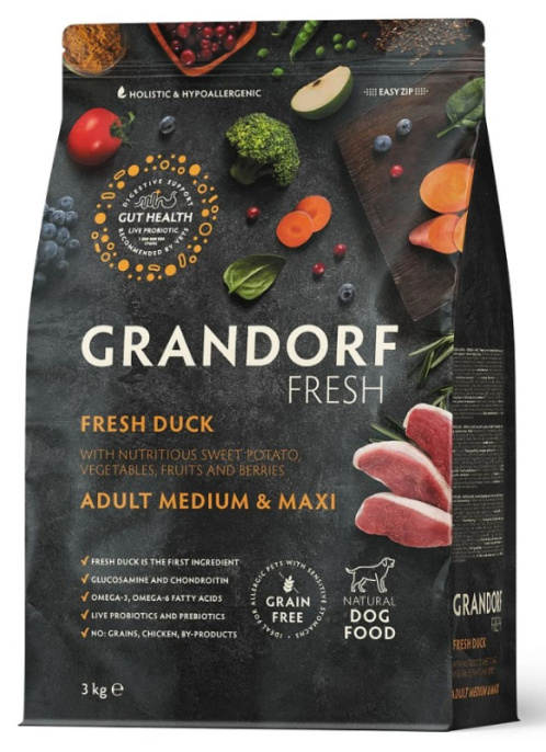Сухой корм для собак средних и крупных пород GRANDORF Fresh Duck&Sweet Potato Adult MEDIUM&MAXI BREE (1 кг)
