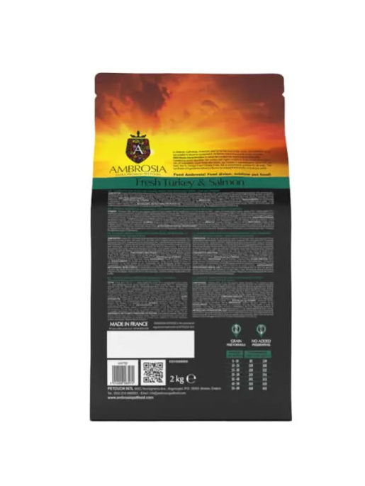 Сухой корм для собак Ambrosia Grain Free Dog Adult Light (индейка, лосось) (12 кг)