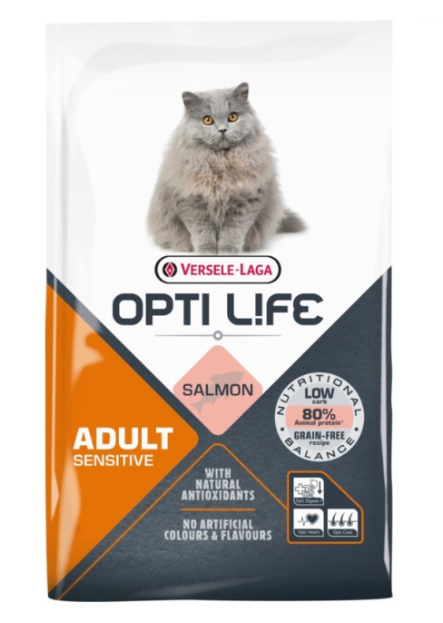 Сухой корм для кошек Opti Life Cat Adult Sensitive (лосось) (2,5 кг)