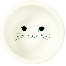 Миска для кошек Mr.Kranch Bamboo керамическая белая на бамбуковой подставке