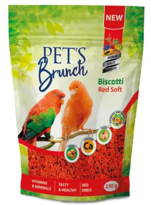 Сухой корм для птиц с краcным оперением Pet's Brunch Biscotti Red Soft Функциональный десерт (230 гр)