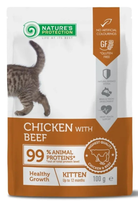 Влажный корм для котят Nature's Protection Kitten (курица, говядина) (100 гр.)