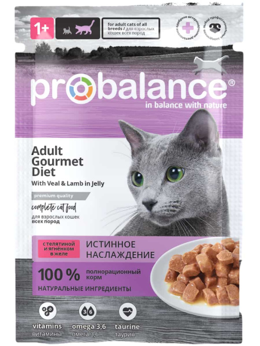 Влажный корм для кошек ProBalance Adult Gourmet Diet (тунец с лососем в соусе) (85 гр.)