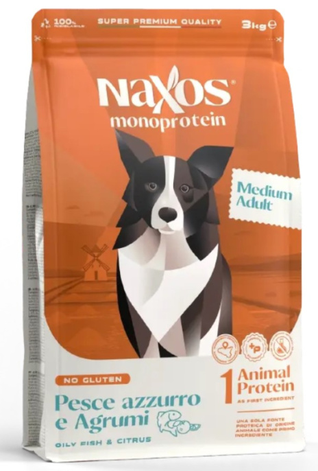 Сухой корм для собак средних пород Adragna Naxos Adult Medium (рыба, цитрусы) (3 кг)