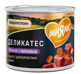 Влажный корм Мнямс Паштет из ягненка с морковью для собак всех пород "Клефтико по-афински"