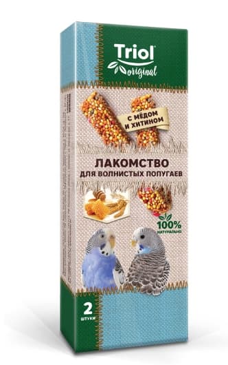 Лакомство для волнистых попугаев с медом и хитином Triol Original  (уп. 2 шт)