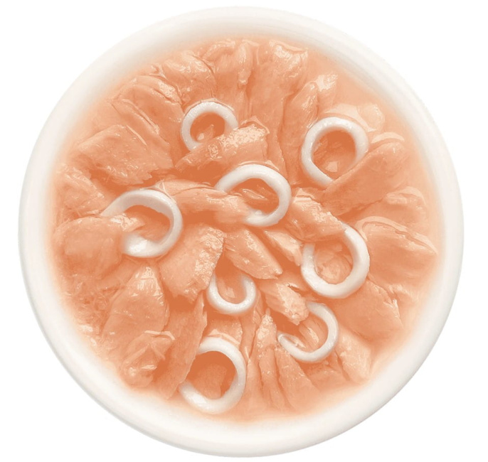 Влажный корм для кошек "Деревенские лакомства" Лосось с кальмаром в нежном желе (70 гр.)