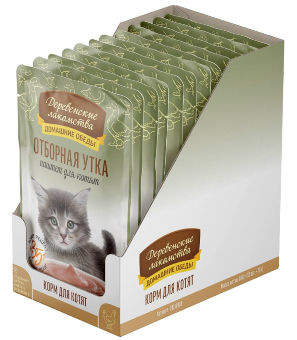Паштет для котят Деревенские лакомства, Отборная утка (70 гр.)