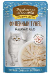 Влажный корм для кошек Деревенские лакомства Филейный тунец в нежном желе