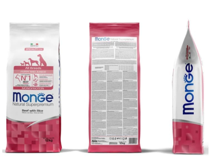 Сухой корм для щенков Monge Monoprotein Puppy & Junior All Breeds (говядина, рис) (2,5 кг)