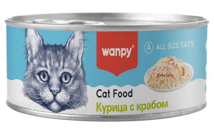 Консервы для кошек Wanpy Cat (курица, краб) (95 гр)