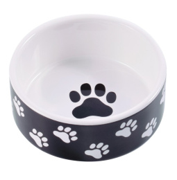 Миска для собак Mr.Kranch керамическая черная с лапками