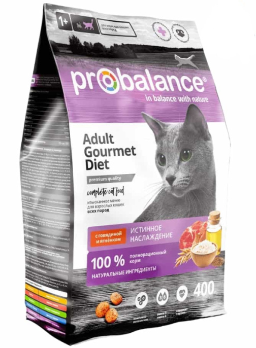 Сухой корм для кошек Probalance Cat Adult Gourmet Diet Beef & Lamb (говядина, ягненок) (400 гр.)
