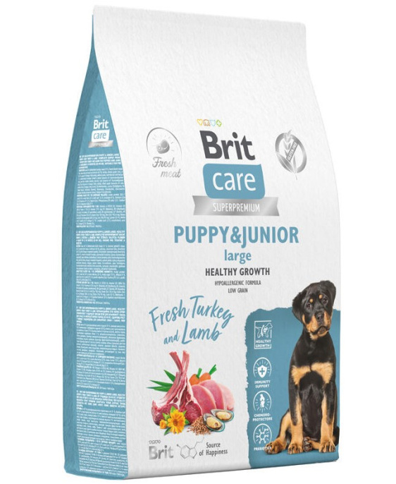 Сухой корм для щенков Brit Care Dog Puppy&Junior L Healthy Growth (индейка, ягненок) (12 кг)