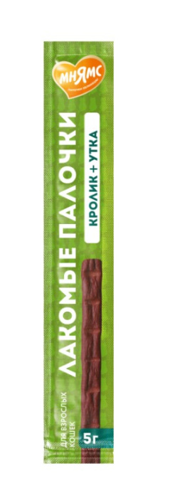 Лакомство для кошек Мнямс лакомые палочки 13,5 см с уткой и кроликом (10х5 гр.)