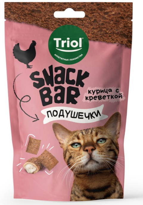 Лакомство для кошек "Мини-подушечки с начинкой из курицы с креветкой", серия SNACK BAR, 30 г (30 гр.)