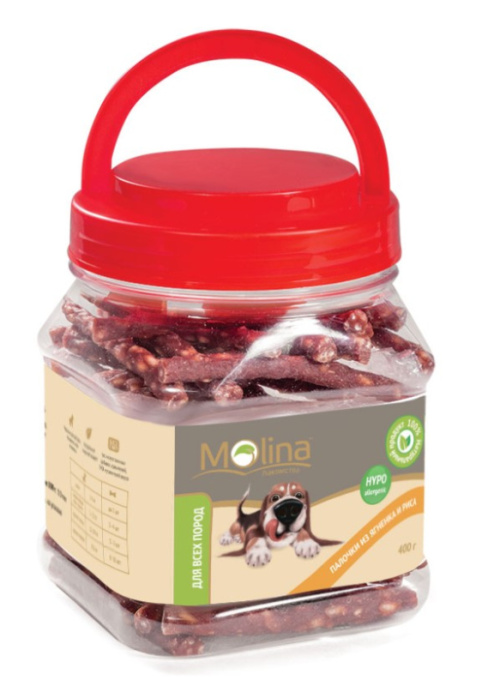 Molina Лакомство для собак Палочки из ягненка и риса (400 гр.)