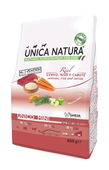 Сухой корм для собак Unica Natura Unico Mini (Оленина, рис, морковь) (2.5 кг)